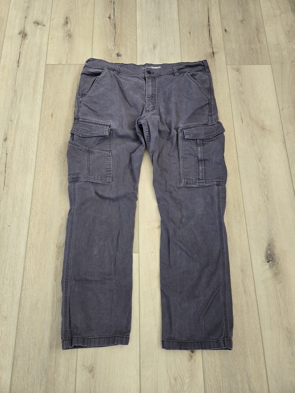 Carhartt Relaxed Straight Men's Gray Canvas Cargo Pants 38x32 Flat Front Logo